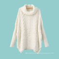 15JWT0122 woman cotton blend turtleneck cable knit sweater